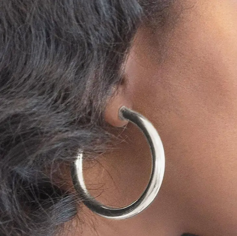Silver Hoop Earrings- Medium