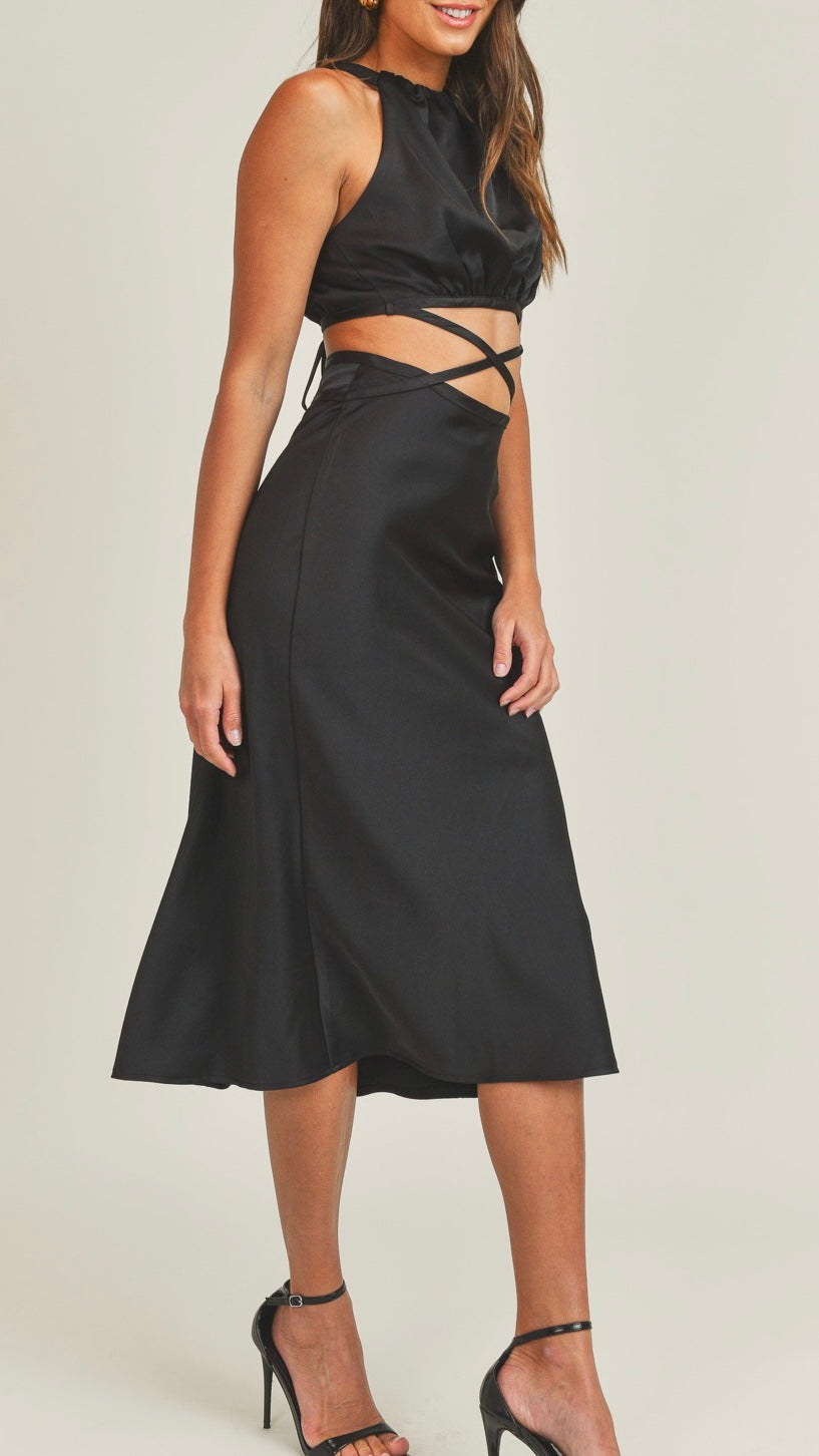 Giuliana Cutout Midi Dress- Black