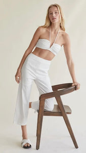 Isabella Linen Two Piece Halter Set- White