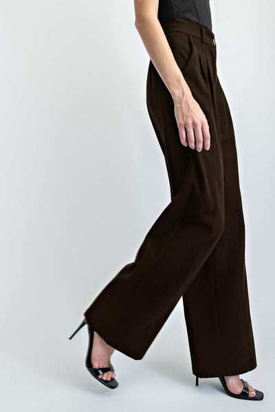 Camille Cotton Twill Trousers- Brown