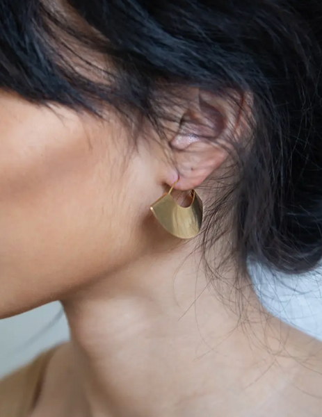 Gold Mini Fan Earrings