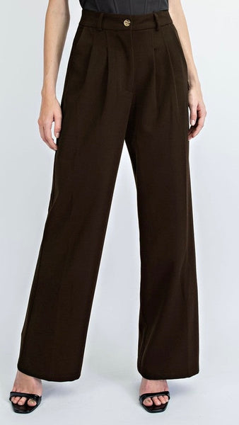 Camille Cotton Twill Trousers- Brown