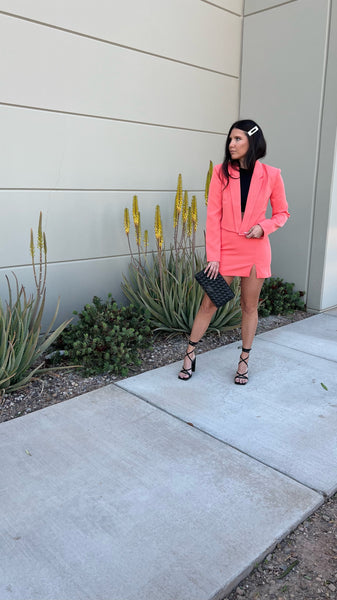 Incentives Boxy Cropped Blazer- Coral