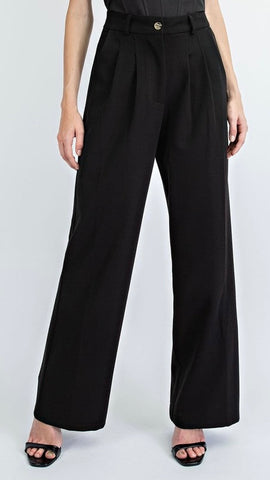 Camille Cotton Twill Trousers- Black